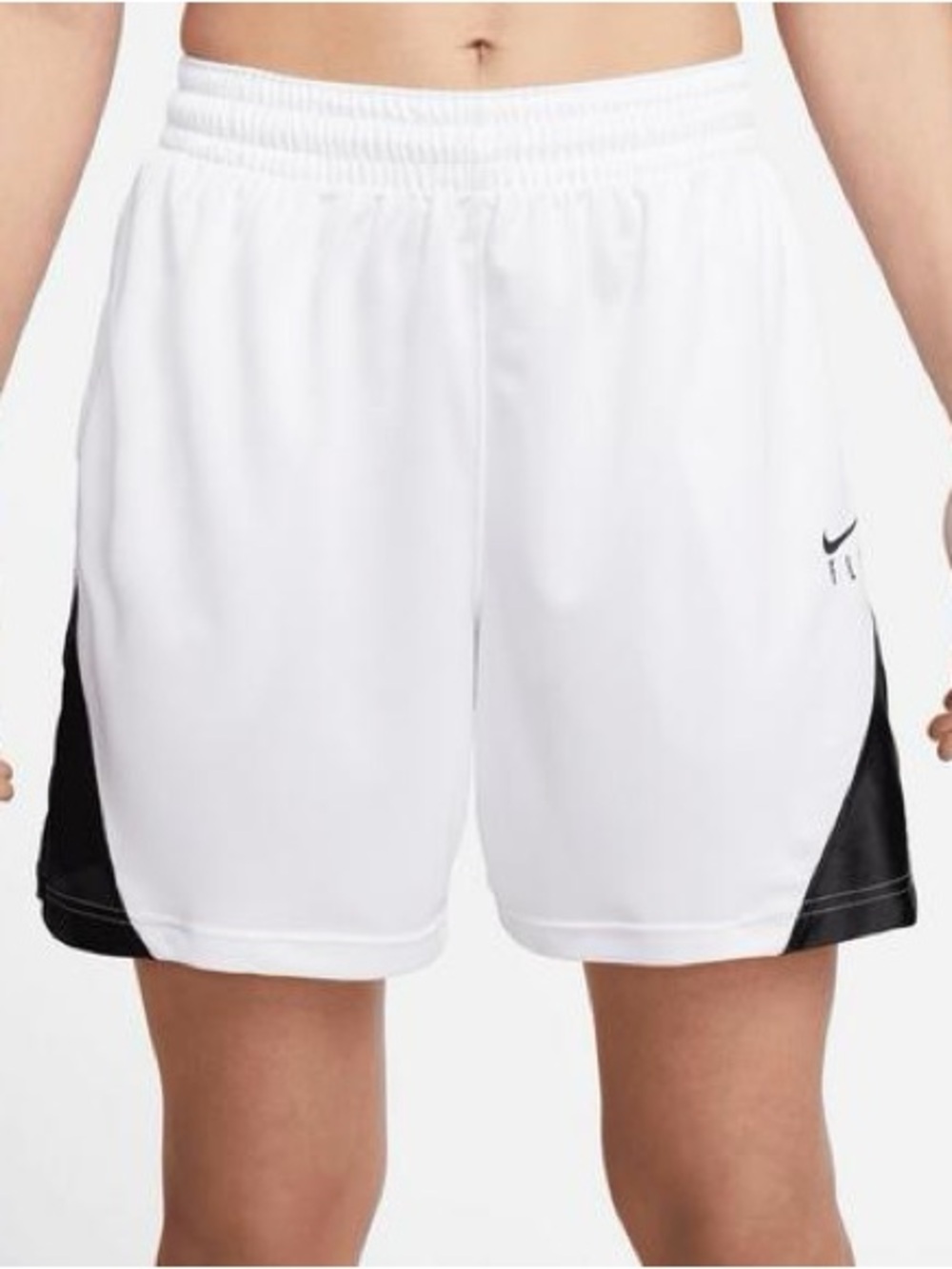 Nike Women's White Athletic Shorts with Black Side Panels